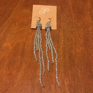 Plunder Grey beaded tassel earrings